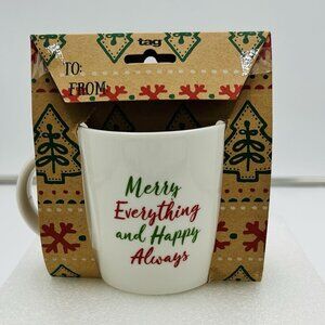 Tag Merry Everything and Happy Always Christmas Holiday Mug NEW Teacher Gift